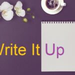 Write It Up words spelled out with notepad