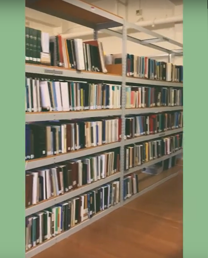 Library shelves filled with books